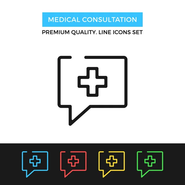 Vector icono de consulta médica. Icono de línea delgada — Vector de stock