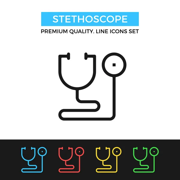 Icône stéthoscope vectoriel. Icône de ligne mince — Image vectorielle