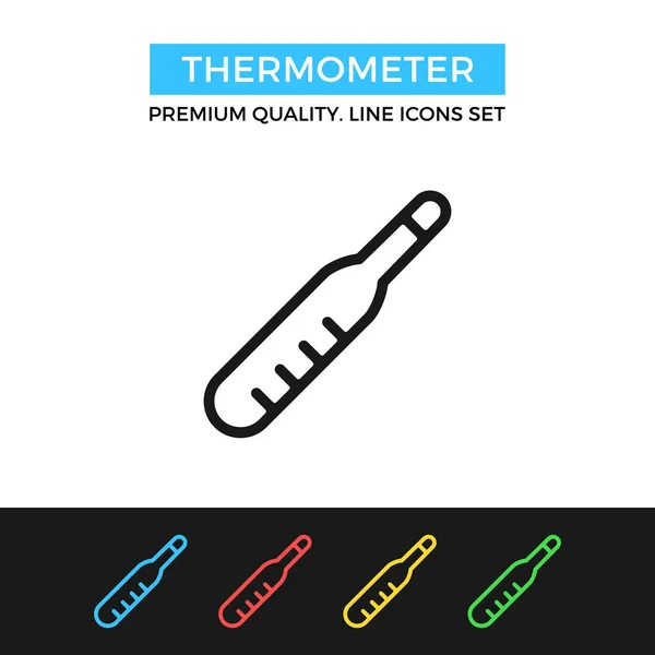 Vector thermometer pictogram. Dunne lijn pictogram — Stockvector