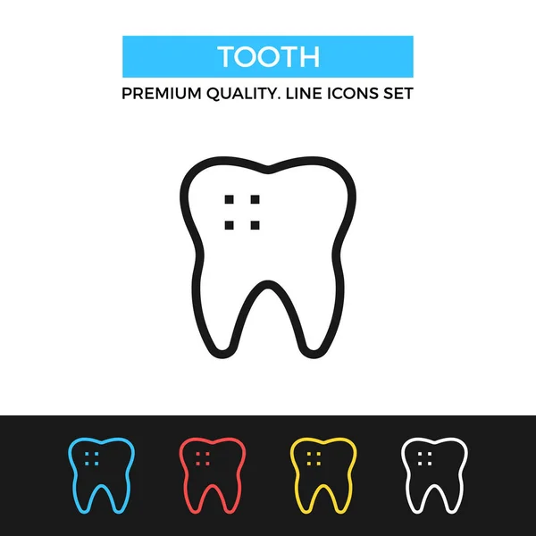 Ícone de dente vetorial. Ícone de linha fina — Vetor de Stock