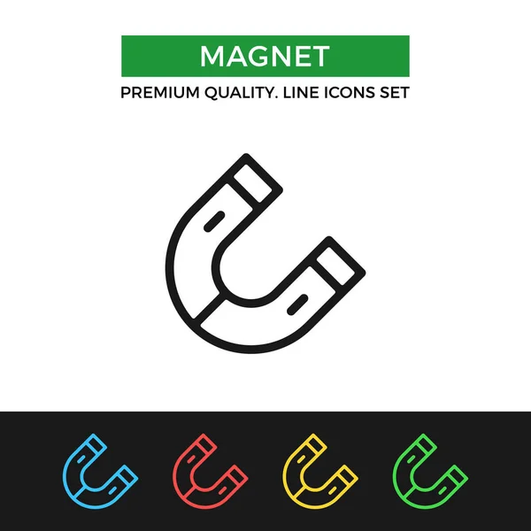 Vector magneetpictogram. Dunne lijn pictogram — Stockvector