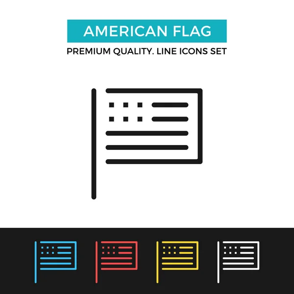 Vector american flag icon. Thin line icon — Stock Vector