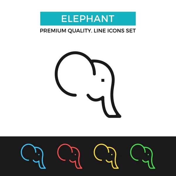 Icono del elefante vector. Icono de línea delgada — Vector de stock