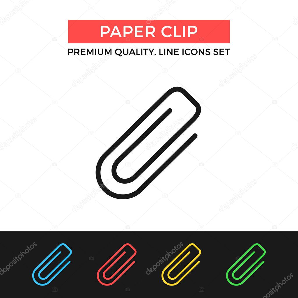 Vector paper clip icons set. Paperclip, attachment. Premium quality graphic design. Modern signs, outline symbols, simple thin line icons collection for websites, web design, mobile app, infographics