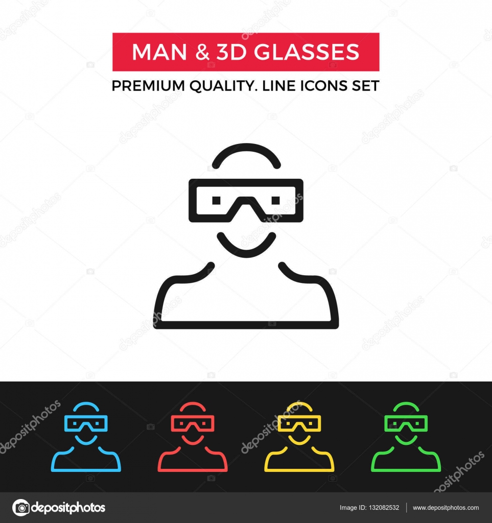 Vector Man And 3d Glasses Icon Thin Line Icon Vector Image By C Magurok5 Vector Stock 132082532
