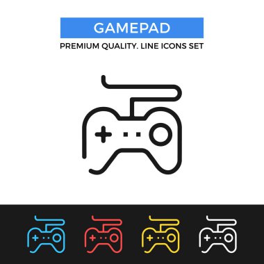 Vektör gamepad simgesi. İnce çizgi simgesi