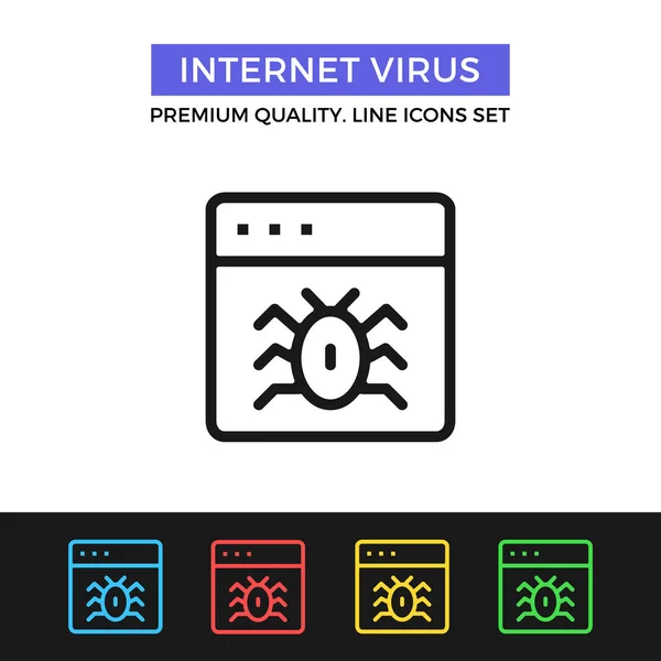 Vector internet virus pictogram. Dunne lijn pictogram — Stockvector