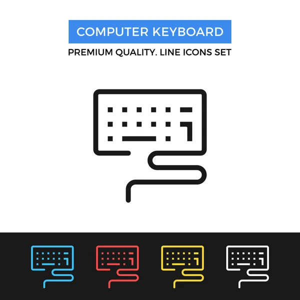 Icono del teclado del ordenador vectorial. Icono de línea delgada — Archivo Imágenes Vectoriales