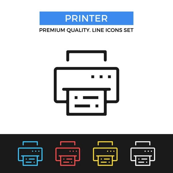 Icône d'imprimante vectorielle. Icône de ligne mince — Image vectorielle