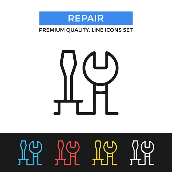 Icono de reparación de vectores. Icono de línea delgada — Vector de stock