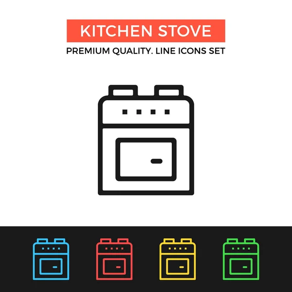 Vector cocina estufa icono. Icono de línea delgada — Vector de stock