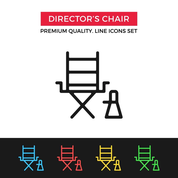 Icono de silla de director vectorial. Icono de línea delgada — Vector de stock