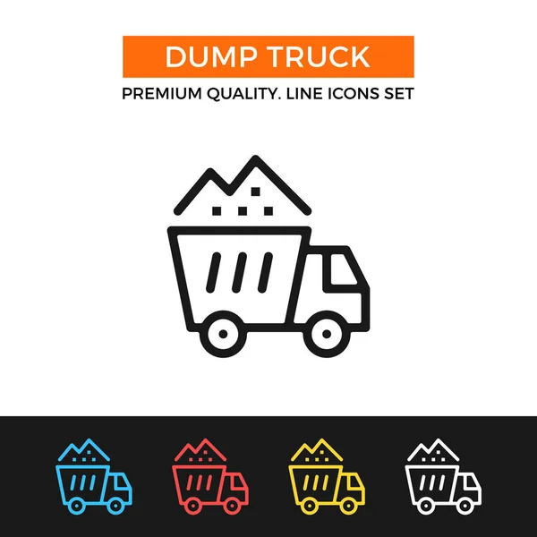 Vector dump truck icon. Thin line icon — Stock Vector