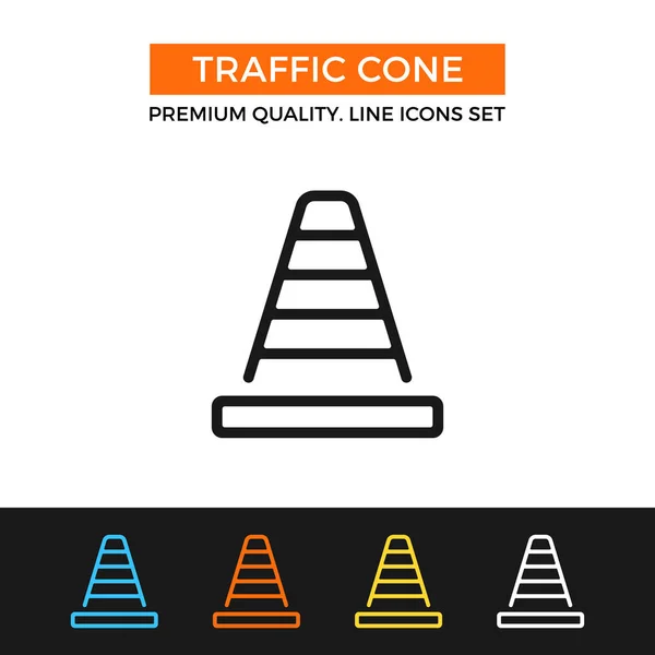 Vector verkeer kegel pictogram. Dunne lijn pictogram — Stockvector
