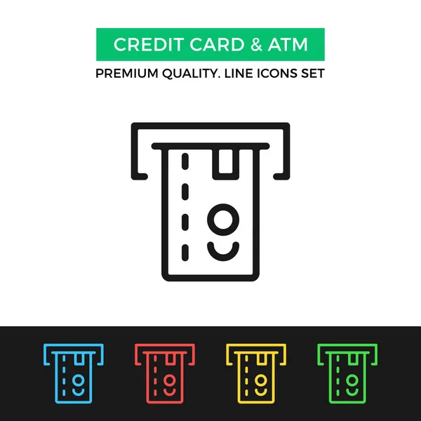 Carta di credito vettoriale e icona bancomat. Icona linea sottile — Vettoriale Stock