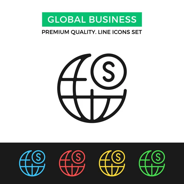 Vektor globales Business-Symbol. Thin-Line-Symbol — Stockvektor