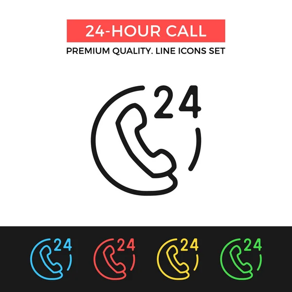 Vecteur icône d'appel 24 heures sur 24. Icône de ligne mince — Image vectorielle