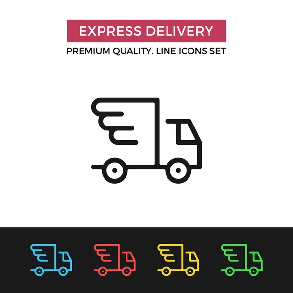 Vector express icono de entrega. Icono de línea delgada — Vector de stock