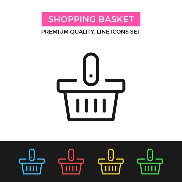 Vector cesta de la compra icono. Icono de línea delgada — Vector de stock