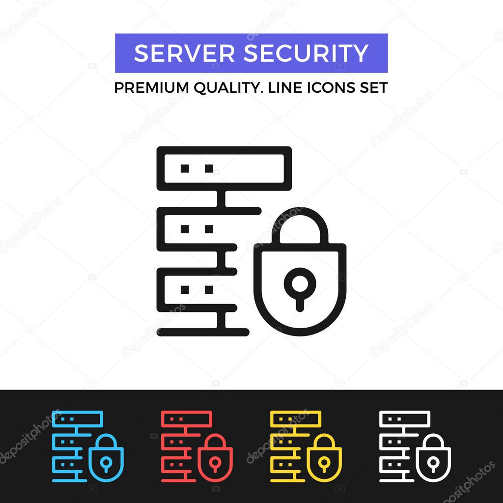 Vector server security icon. Secure data center. Premium quality graphic design. Modern signs, outline symbols collection, simple thin line icons set for websites, web design, mobile app, infographics