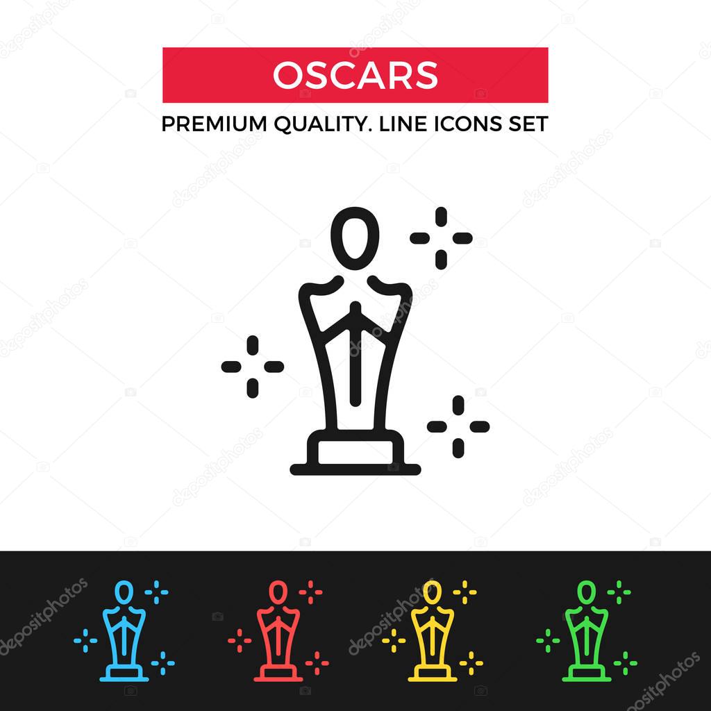 Vector Academy Awards icon. Oscar statuette. Premium quality graphic design. Modern signs, outline symbols collection, simple thin line icons set for websites, web design, mobile app, infographics
