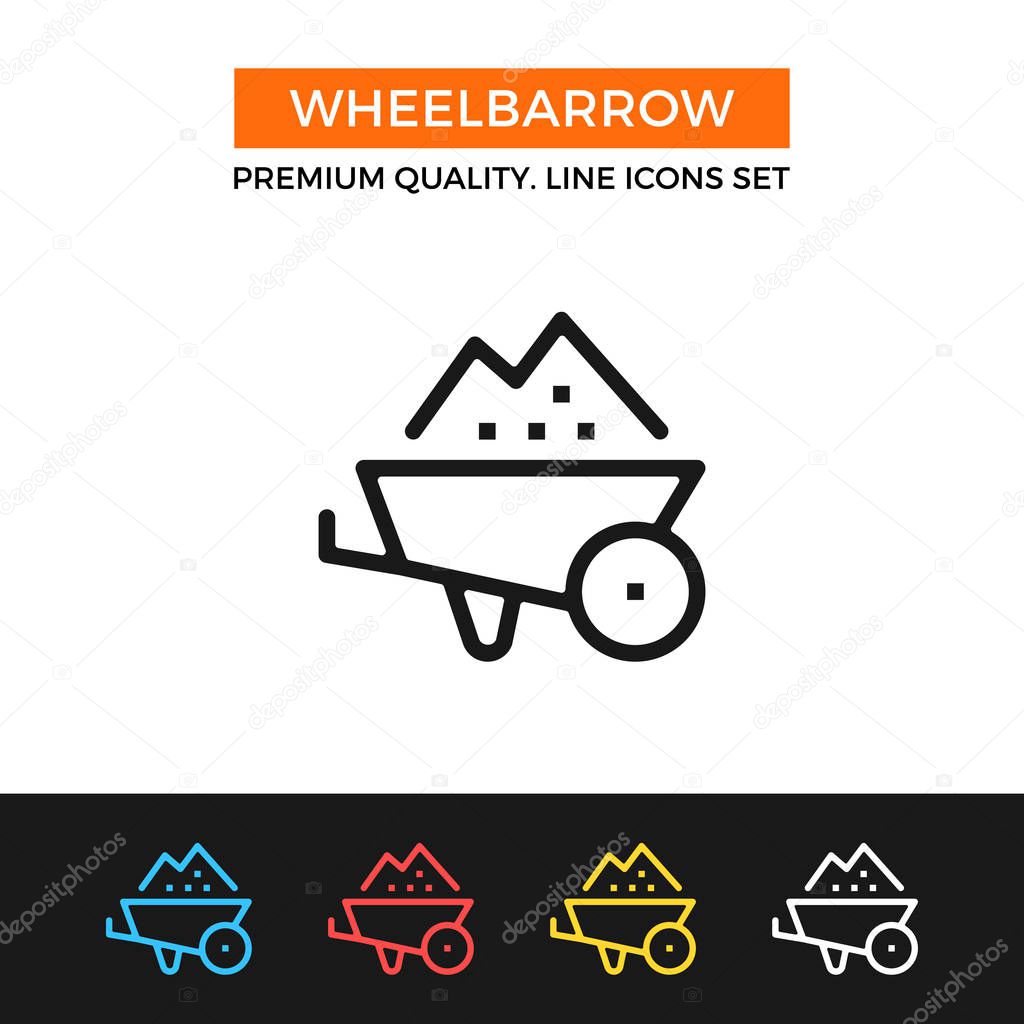 Vector wheelbarrow icon. Premium quality graphic design. Modern signs, outline symbols collection, simple thin line icons set for websites, web design, mobile app, infographics