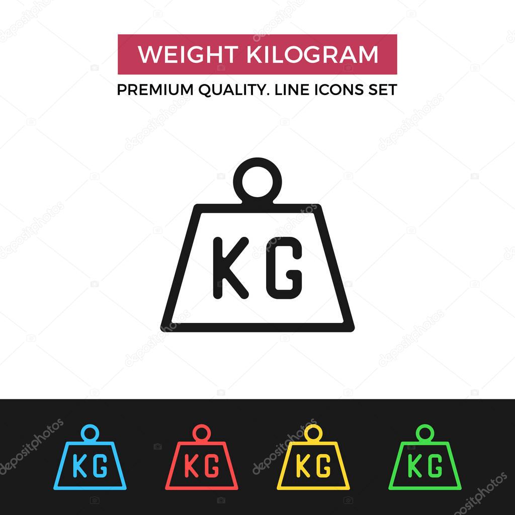Vector weight kilogram icon. Premium quality graphic design. Modern signs, outline symbols collection, simple thin line icons set for websites, web design, mobile app, infographics
