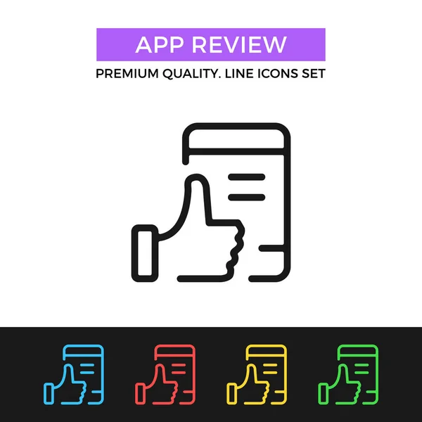 Vector app review pictogram. Dunne lijn pictogram — Stockvector