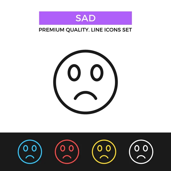Vector sad emoticon icon. Thin line icon — Stock Vector
