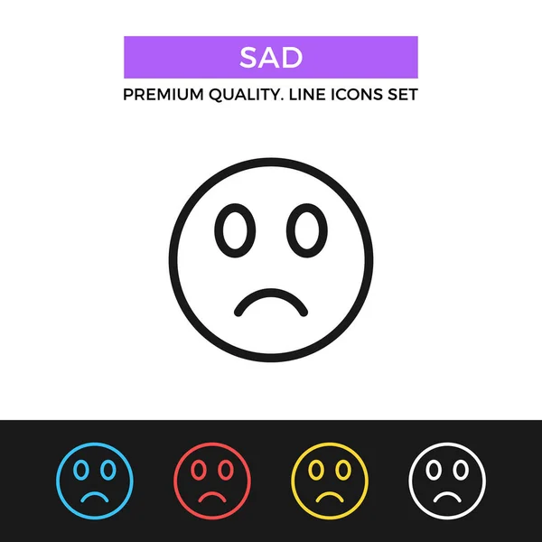 悲しい顔のアイコンをベクトルします。細い線のアイコン — ストックベクタ