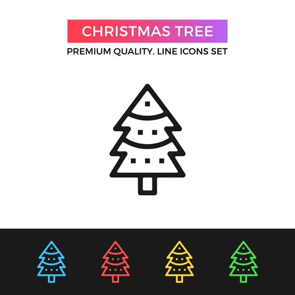 Vector kerstboom pictogram. Dunne lijn pictogram — Stockvector