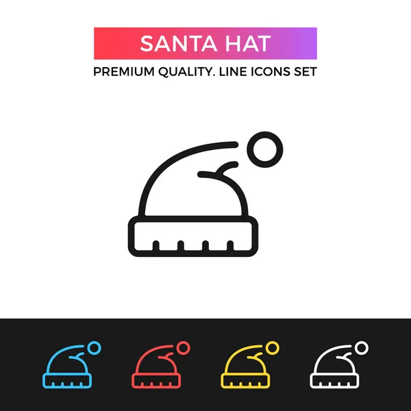 Vector Santa sombrero icono. Icono de línea delgada — Vector de stock