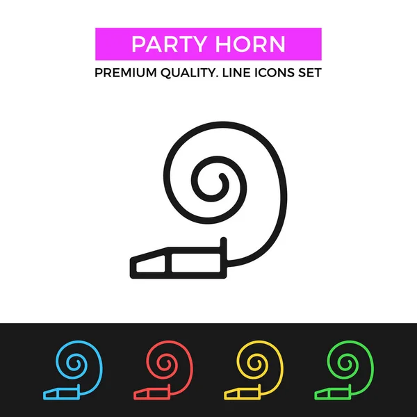Vector party horn icon. Holiday, celebration concepts. Thin line icon — Stock Vector