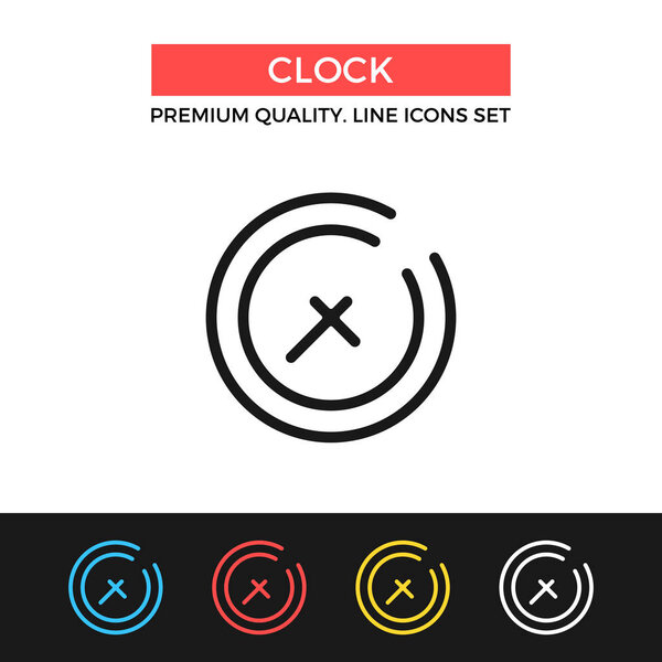 Vector clock icon. Thin line icon