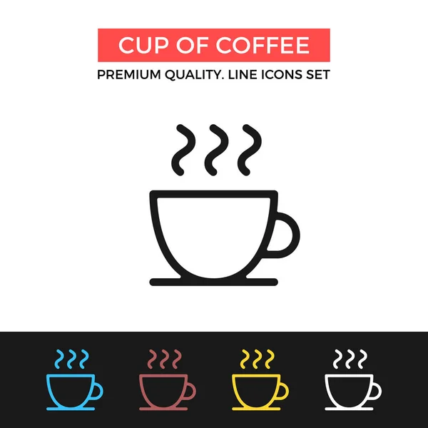 コーヒーのアイコンのベクトル カップ。細い線のアイコン — ストックベクタ
