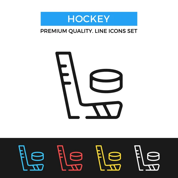 Vektorové ikony hokeje. Hokejku a PUK koncepce. Tenké čáry — Stockový vektor