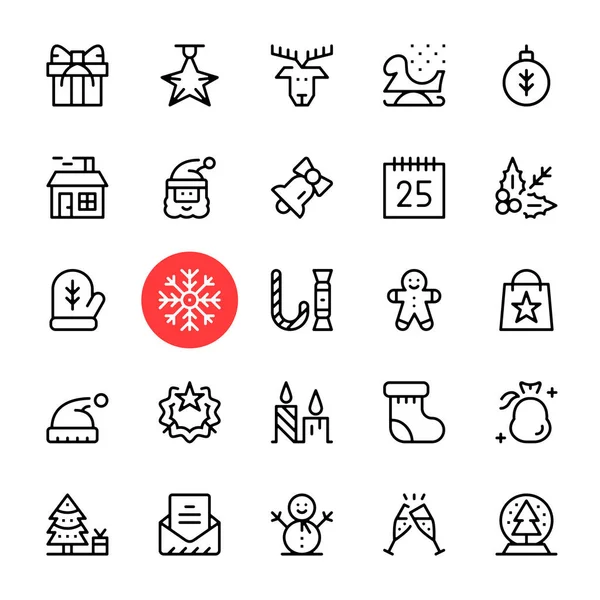 Vektorové ikony vánoční sada. Premium kvalitní grafický design. Vánoční koncepty. Tenká čára ikony nastavit — Stockový vektor