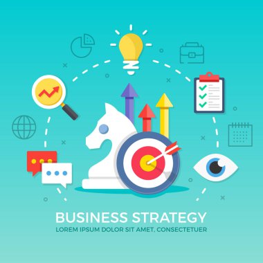 İş stratejisi. Düz tasarım grafik öğeleri, simge, satır simgeler kümesi. Sınıf kalitesi. Modern kavramları web afiş, Web siteleri, infographics, basılı malzemeler için. Vektör çizim