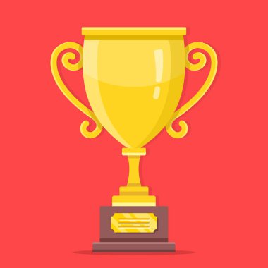 Altın Kupa bardak. Sınıf kalitesi. Modern düz tasarım grafik öğeleri. Parlak altın kazanan Kupası. Vektör çizim