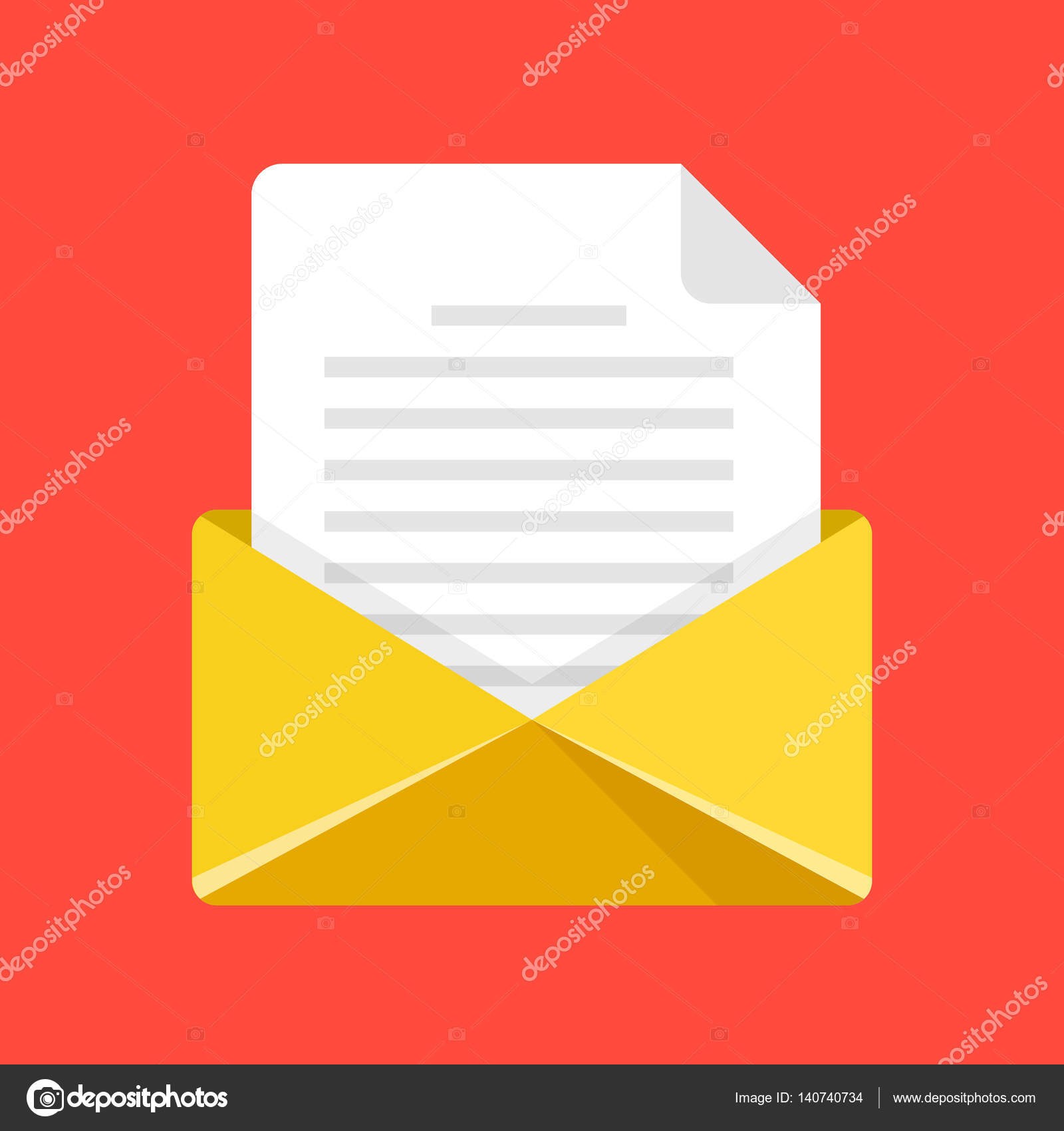 Open Envelope With Letter Yellow Envelope Icon Email E Mail Send