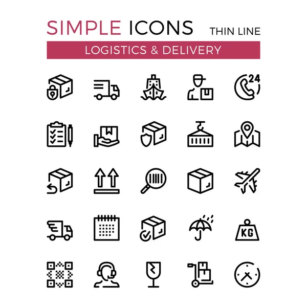 Delivery, transportation, logistics, shipping vector thin line icons set. 32x32 px. Modern line graphic design for website, web design, mobile app, infographics. Pixel perfect vector outline icons set — Stock Vector