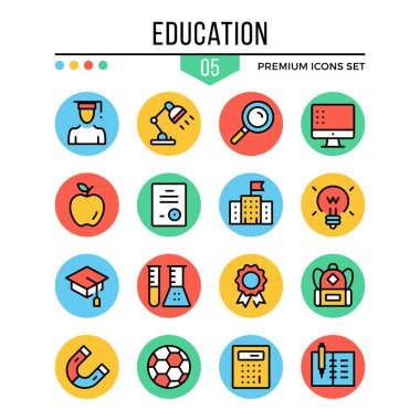 Eğitim simgeler. Öğrenme kavramları. Çağdaş ince çizgi Icons set. Sınıf kalitesi. Anahat sembolleri, grafik öğeleri, düz çizgi simgeler. Vektör çizim