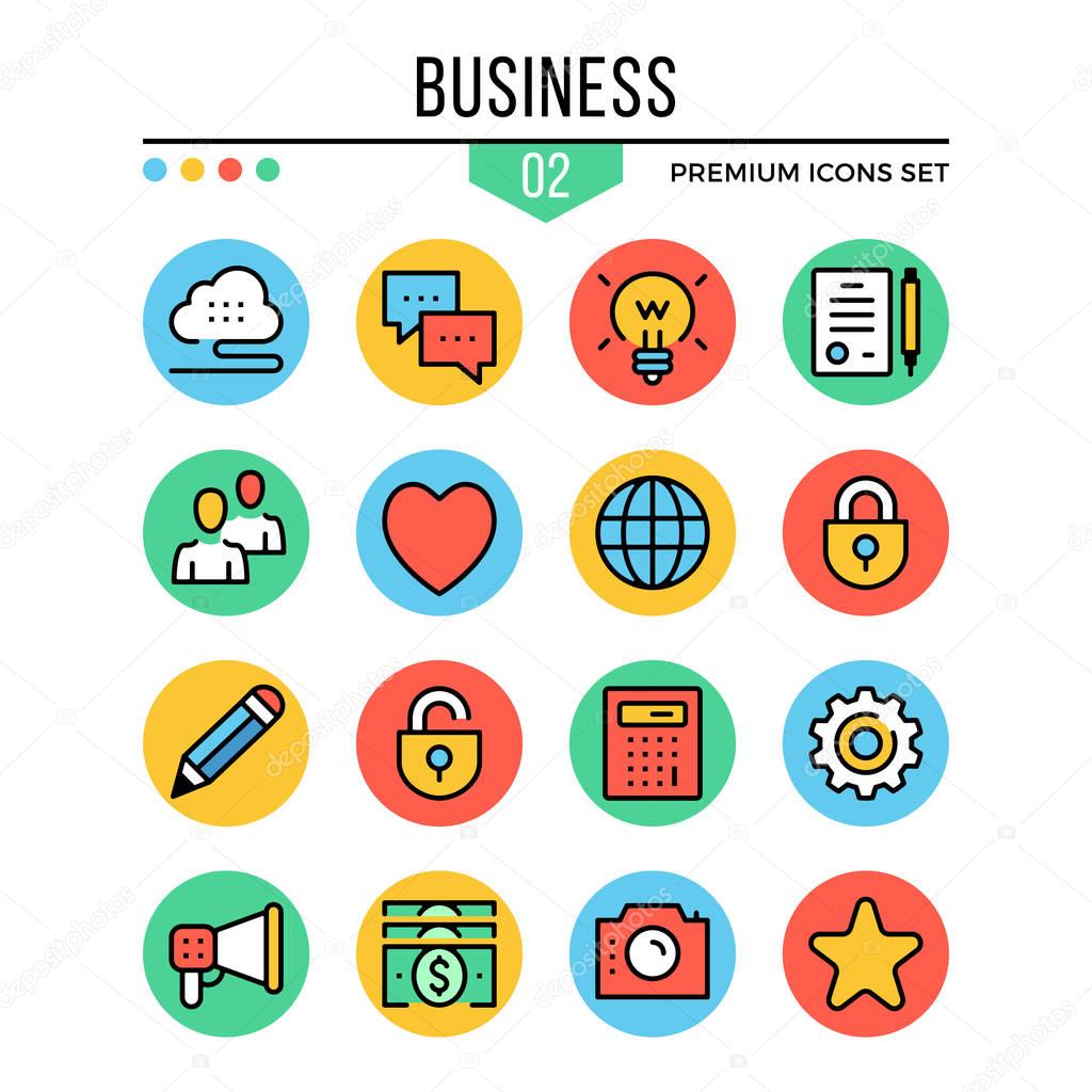 Business icons. Modern thin line icons set. Premium quality. Outline symbols, graphic elements, concepts, buttons, flat line icons. Vector illustration