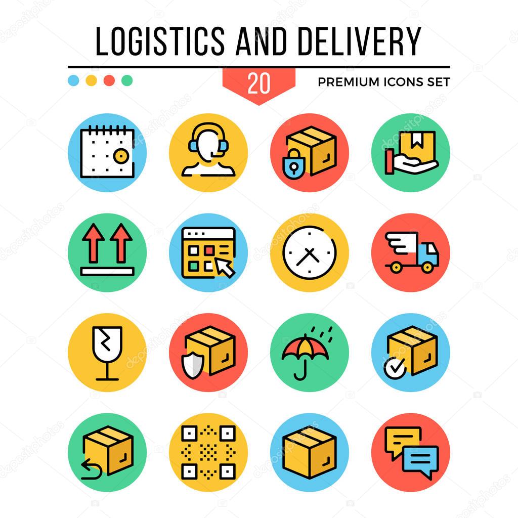 Logistics and delivery icons. Modern thin line icons set. Premium quality. Outline symbols, graphic elements, concept, flat line icons. Vector illustration