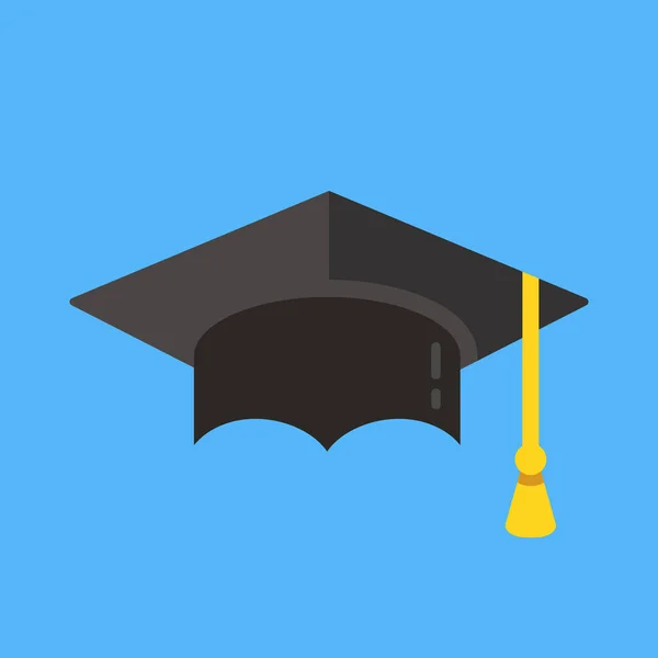 Afstudeer hoed pictogram. Mortarboard, afstuderen GLB pictogram. Platte ontwerp vectorillustratie — Stockvector