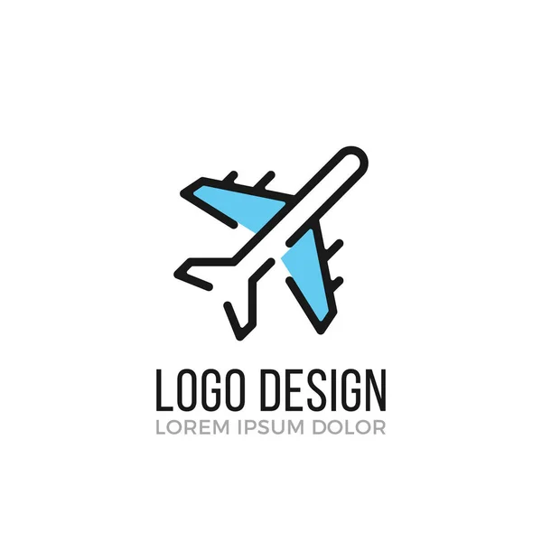 Concepto de diseño del logo del avión. Icono de avión. Logotipo del vector — Vector de stock