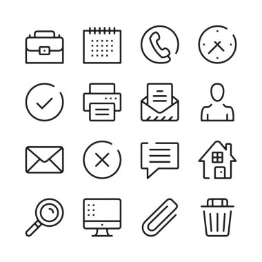 İş ve iletişim hattı Icons set. Modern grafik tasarım kavramları, basit anahat öğeleri koleksiyonu. Vektör hat simgeler