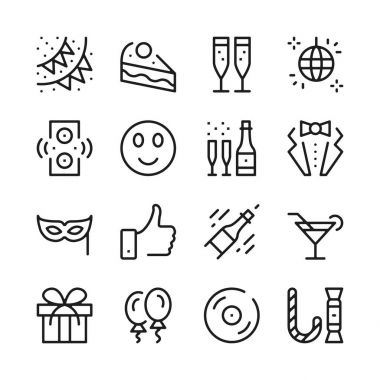 Kutlama satırı Icons set. Modern grafik tasarım kavramları, basit anahat öğeleri koleksiyonu. Vektör hat simgeler