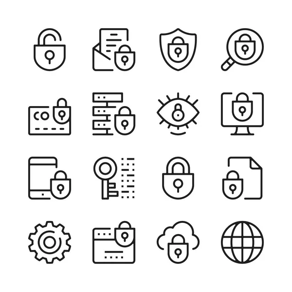 Internet security linje ikoner set. Modern grafisk designkoncept, enkel disposition element samling. Vektor linje ikoner — Stock vektor