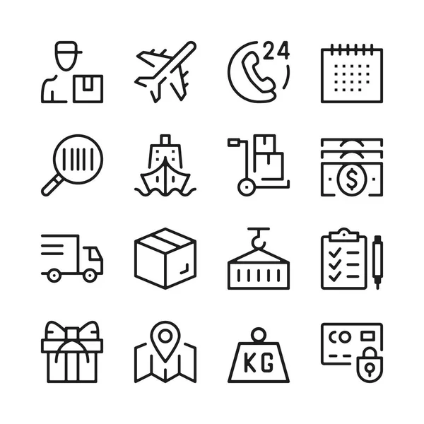 Lojistik satır Icons set. Modern grafik tasarım kavramları, basit anahat öğeleri koleksiyonu. Vektör hat simgeler — Stok Vektör